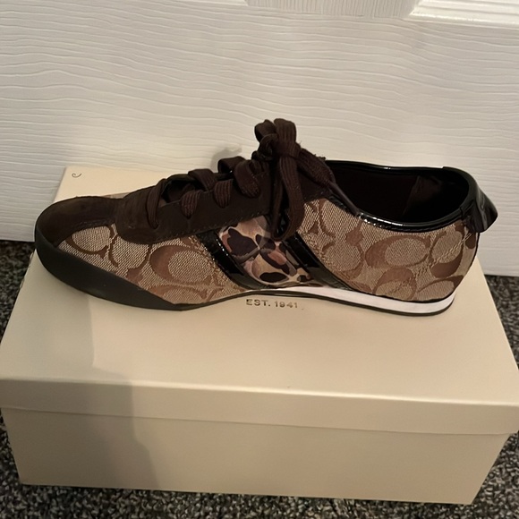 COACH Brown Sneakers with Cheetah Accent - Picture 3 of 4